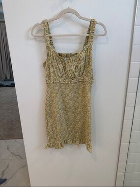 Smocked Ruffle Mini Dress in Yellow